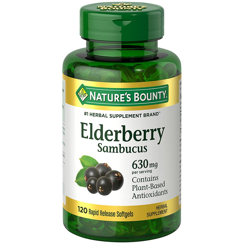 Looduse Bounty Sambucus Elderberry Taimne täiendus, kiire vabastamise Softgels, 630 mg per Serving, 120 Count