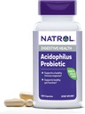 Natrol Acidophilus Probiootikum 100 mg, tervisliku soolestiku funktsiooni toidulisand, täiskasvanute seedetrakti kapslid, 100 kapslit, kuni 33 päeva pakkumine