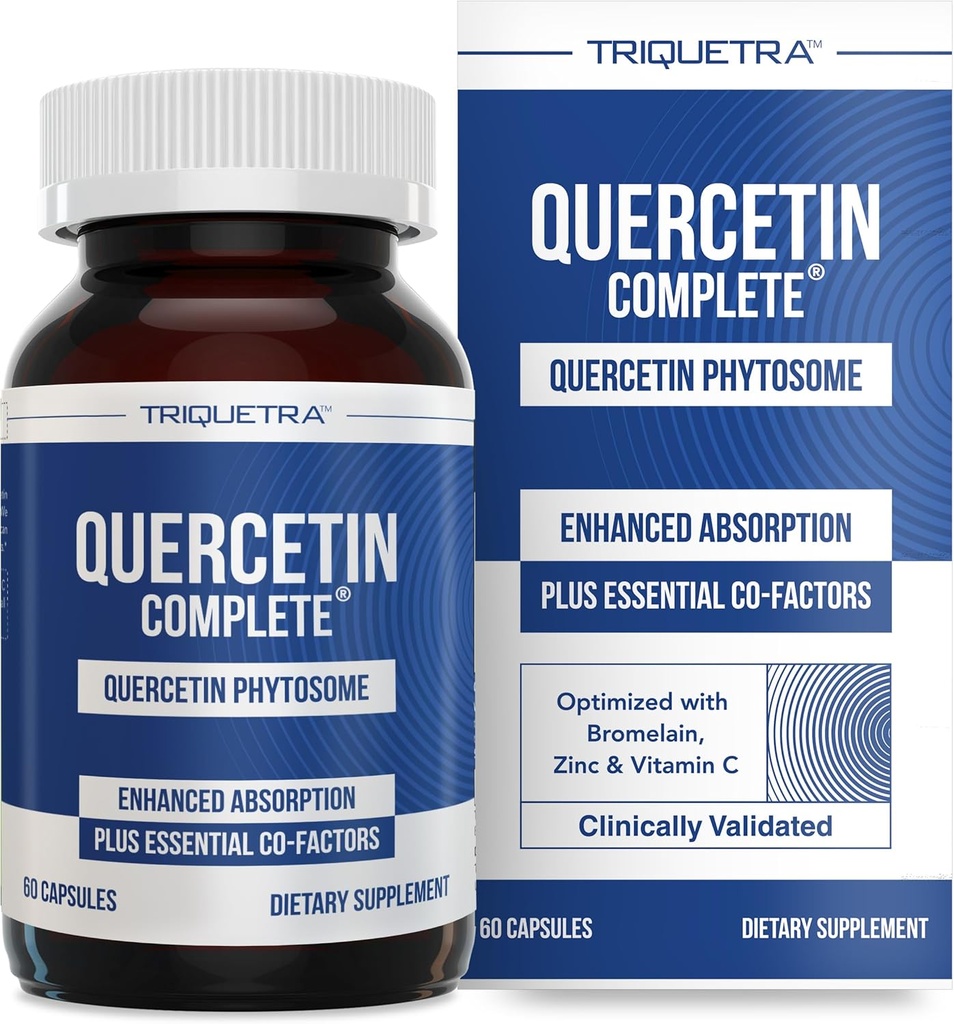 Quercetin Complete® Quercetin Phytosome 50X suurem imendumine, kliiniliselt tõestatud ja patenteeritud Quercefit - kõige tõhusam vorm Quercetin - täiustatud bromelain, tsink ja C-vitamiin (60 kapslit)