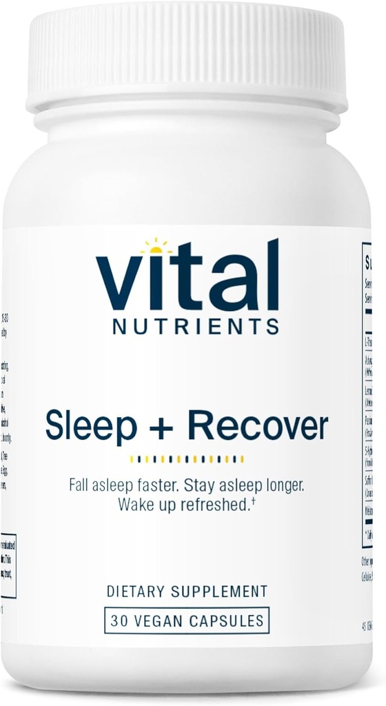 Elutähtsad toitained Sleep + Recover - Vegan Supplement - Sleep Support - Melatoniin, Ashwagandha & L-Theanine - Gluten, Piima Ja Soja Vaba - 30 kapslit