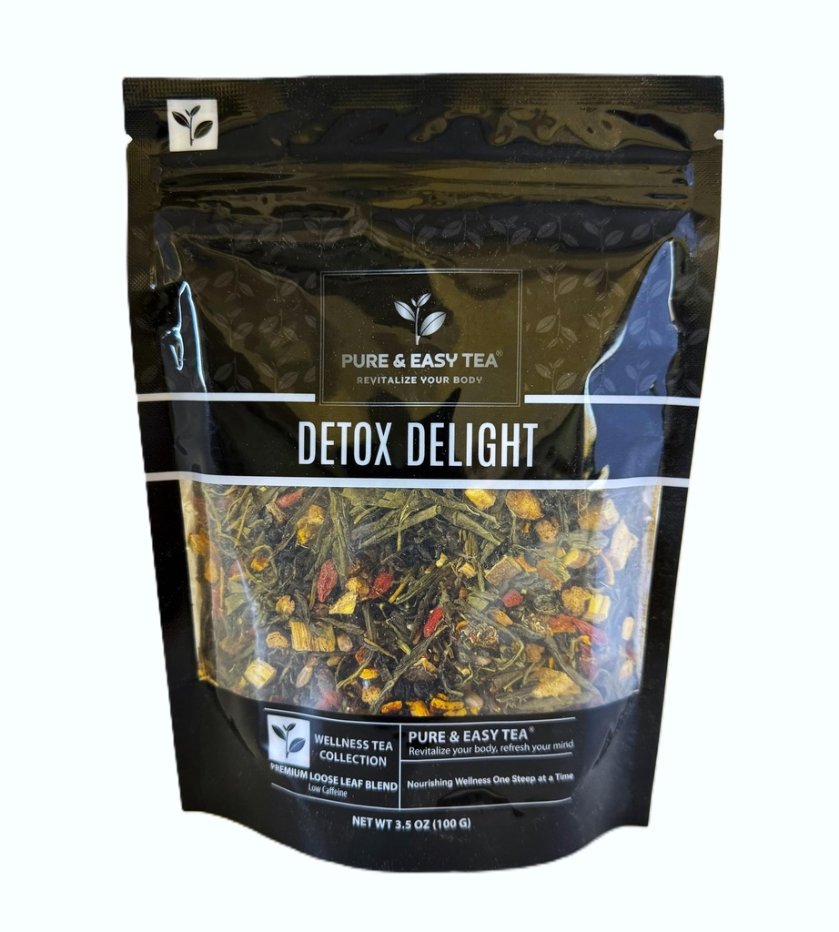 Puhas ja lihtne tee, Detox Delight, 30-päevane detox, toetab tervislikku salenemist, maksa, soolestiku ja kooloni puhastamist, täiustatud täiskeha segu, 100 g / 3,5oz