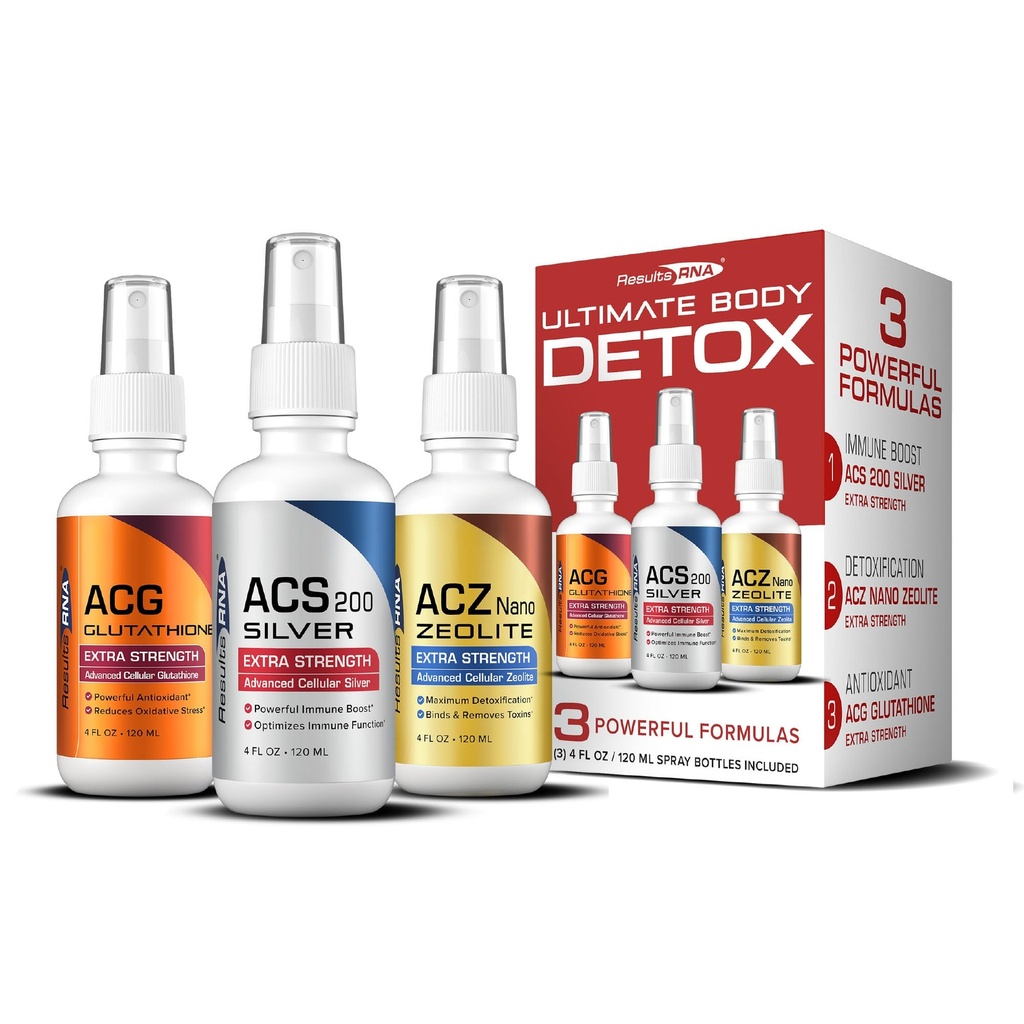 Tulemused RNA-Ultimate Body Detox Extra Streng System – ACS 200 Silver/ACZ Zeolite/ACG Glutatioon Detoxify, Boost Immunity & Reduce Oxidative Stress
