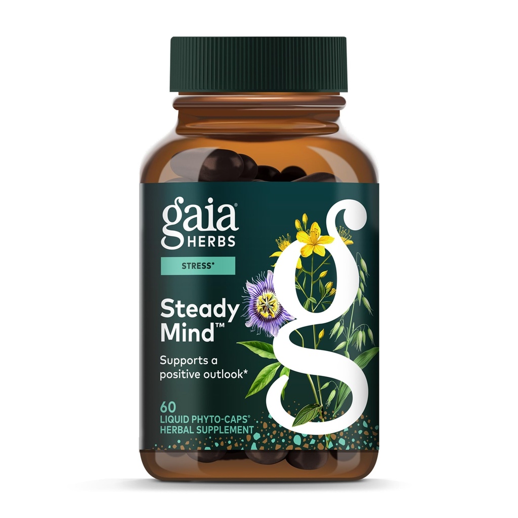 Gaia maitsetaimed Emotsionaalne tasakaal - Stressitoetuslisa, mis aitab kehal stressiga toime tulla - naistepuna, kannatuslill, raudürts ja kaer - 60 Vegan Vegani vedelik fütokapslid (20-päevane pakkumine)
