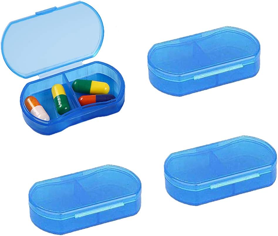 2PCS Pill Case Purse Small 4PCS Pill Korraldaja Portable Travel Daily Pill Containers AM & PM Mini Pill Box Vitamiin, kalaõli, Supplement Holder
