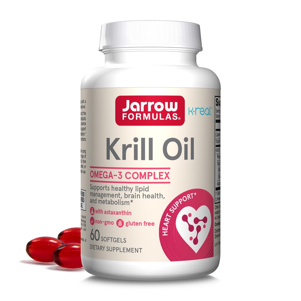 Jarrow valemid Krill õli - fosfolipiid Omega-3 kompleks astaksantiini - 60 Softgels - 30 Servings - toetab Lipiidide juhtimine, ainevahetus, aju ja südame tervis - EPA & DHA - Gluteenivaba - Non-GMO