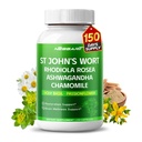 ST John's Wort 14-in-1 looduslik segu Rhodiola Ashwagandha Chamomile Püha basiilik L-Theanine Valerian Passionflower - 150 Count - valmistatud ja testitud USA-s