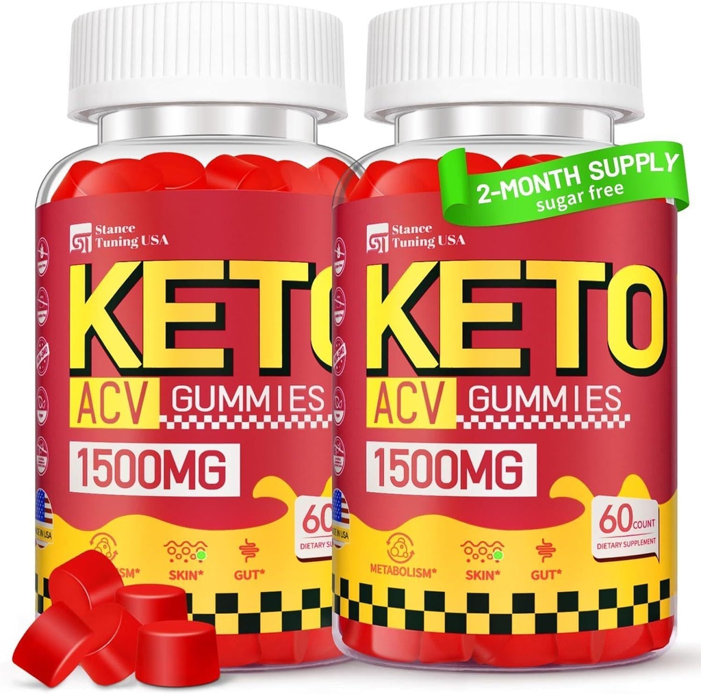 Keto ACV Gummies - 1500MG ACV Keto Gummies naistele meestele - Õunasiidri äädikas emaga, probiootikumid, vitamiinid B6 B12 soolestiku seedimiseks - Vegan & Non-GMO, 2 Pack