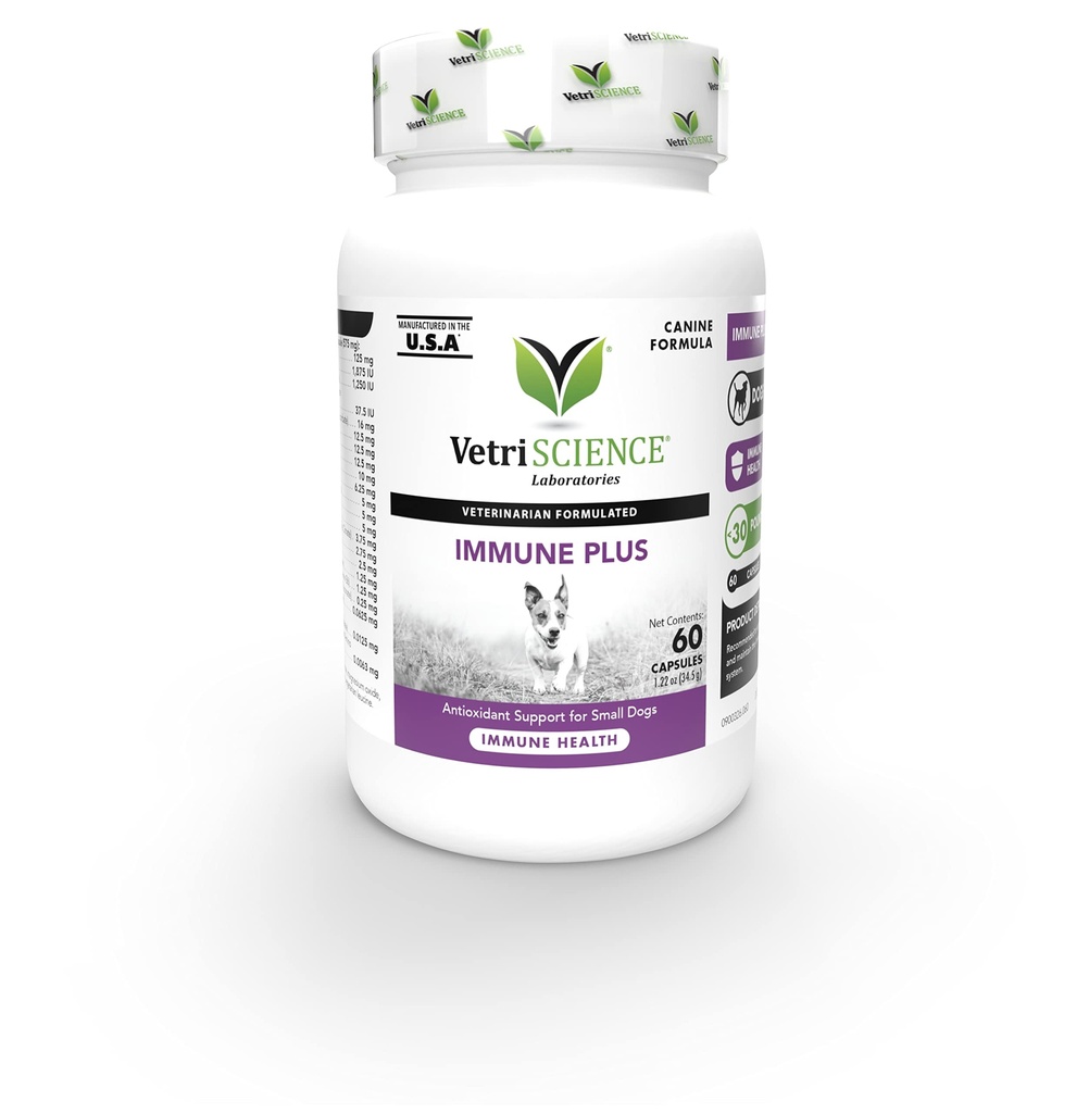 VetriScience Immunity Health Easy-Open kapslid, Immune Plus toidulisand väikestele tõukoertele, Cell Advance Immune ja allergia tugi antioksüdantidega, hüpoallergeenne valem, 120 loend