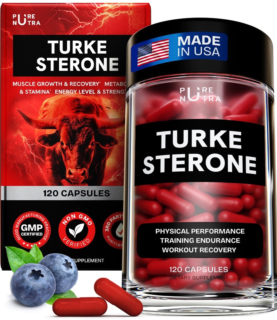 Turkesterooni lisand meestele - orgaaniline turkesterooni lisand lihaste kasvuks w / Fadogia Agrestis Pterostilbene | Kompleksne turkesterooni pulber | 120 Turkestrone Vegankapslid 1 pakend