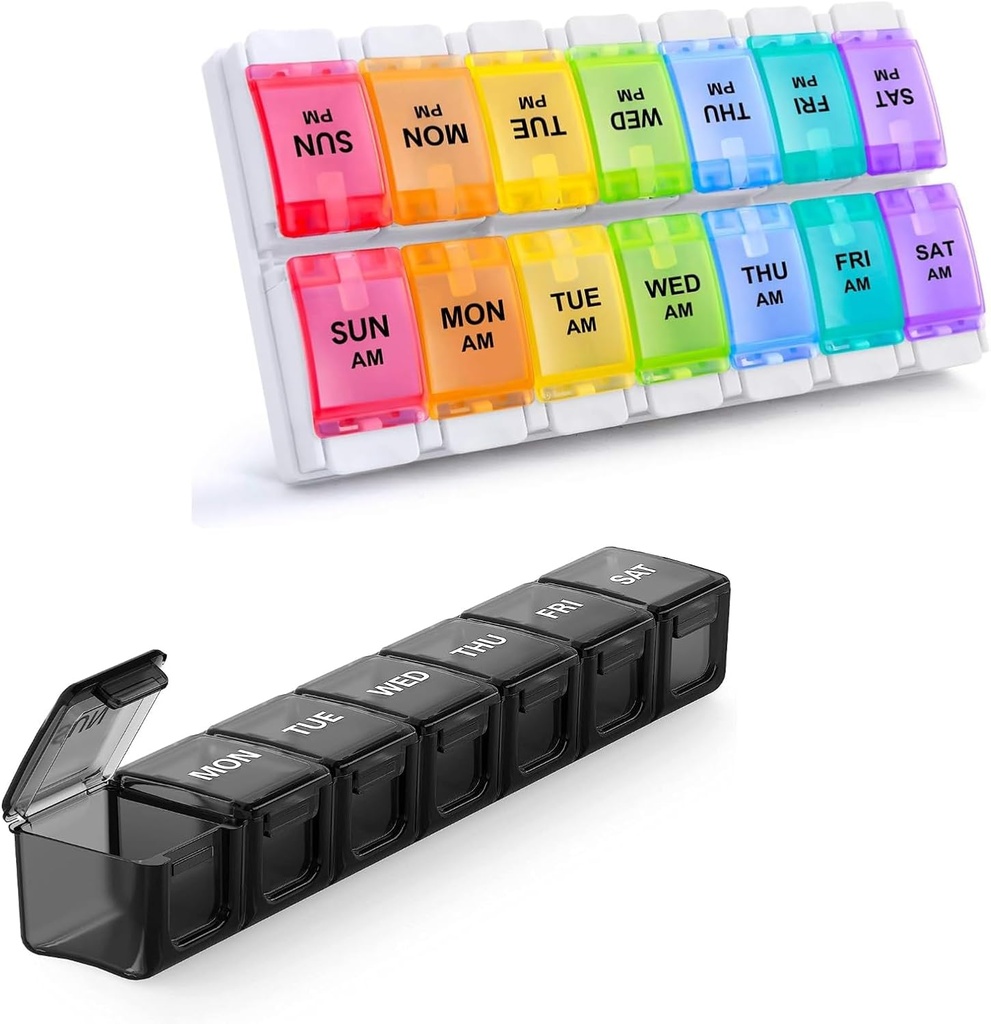 2 Pack Weekly Pill Korraldaja, Sukuos Suur Päevane Pill Juhtum 7 Päeva Pillid / Vitamiin / Kalaõli / Toidulisandid, BPA Vaba Ravimi Korraldaja Karp