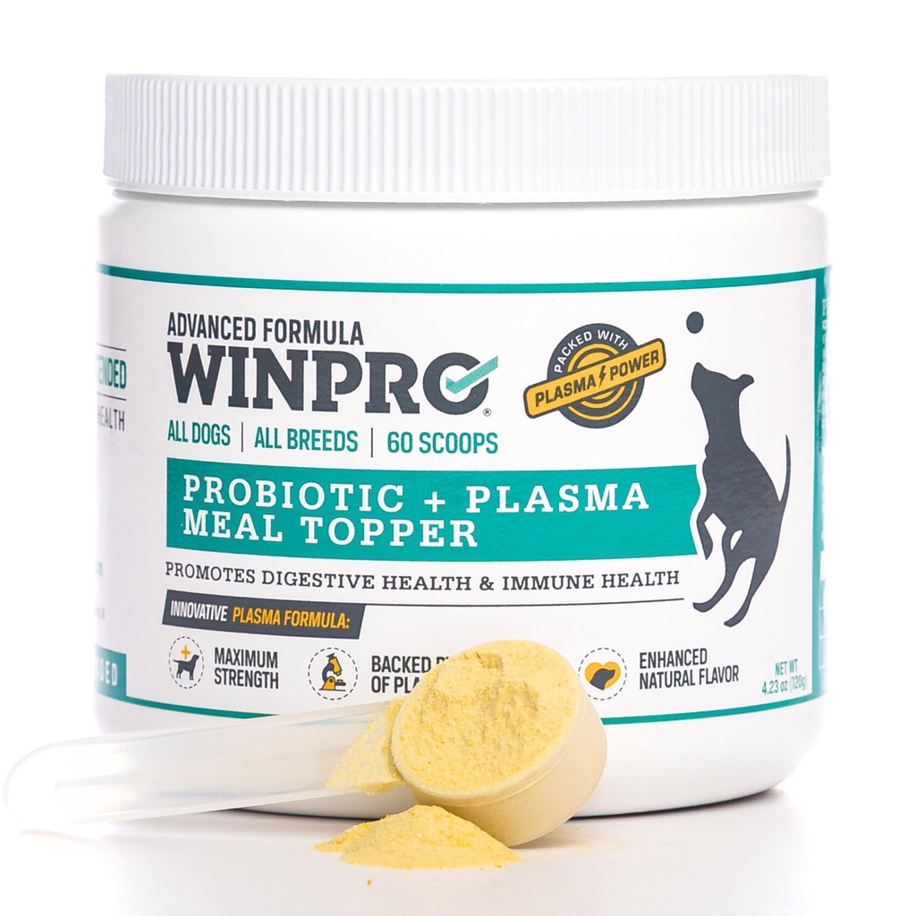WINPRO koera probiootiline pulber Topper, pihusti kuivatatud plasma koos prebiootikumidega ja probiootikumidega seedetrakti toetamiseks ja soolestiku tervis koertele, kõik tõud, vanused ja suurused, 60 Scoops, valmistatud USA-s