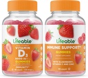 Elujõuline D-vitamiin 5000 IU + immuunsuse tugi, Gummies Bundle - suurepärane maitse, vitamiinilisand, Gluteenivaba, GMO-vaba, närimiskumm