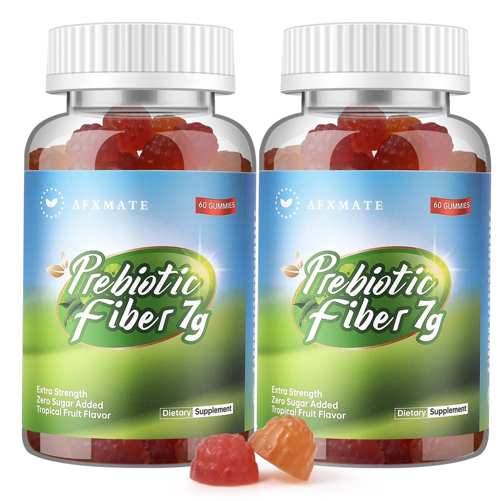 AFXMATE Fiber Supplement Gummis täiskasvanutele, 7 g Fiber Sugar Free Vegan & Gluteenivaba - Seedetrakti Tervis, Regularity Support 120 Count