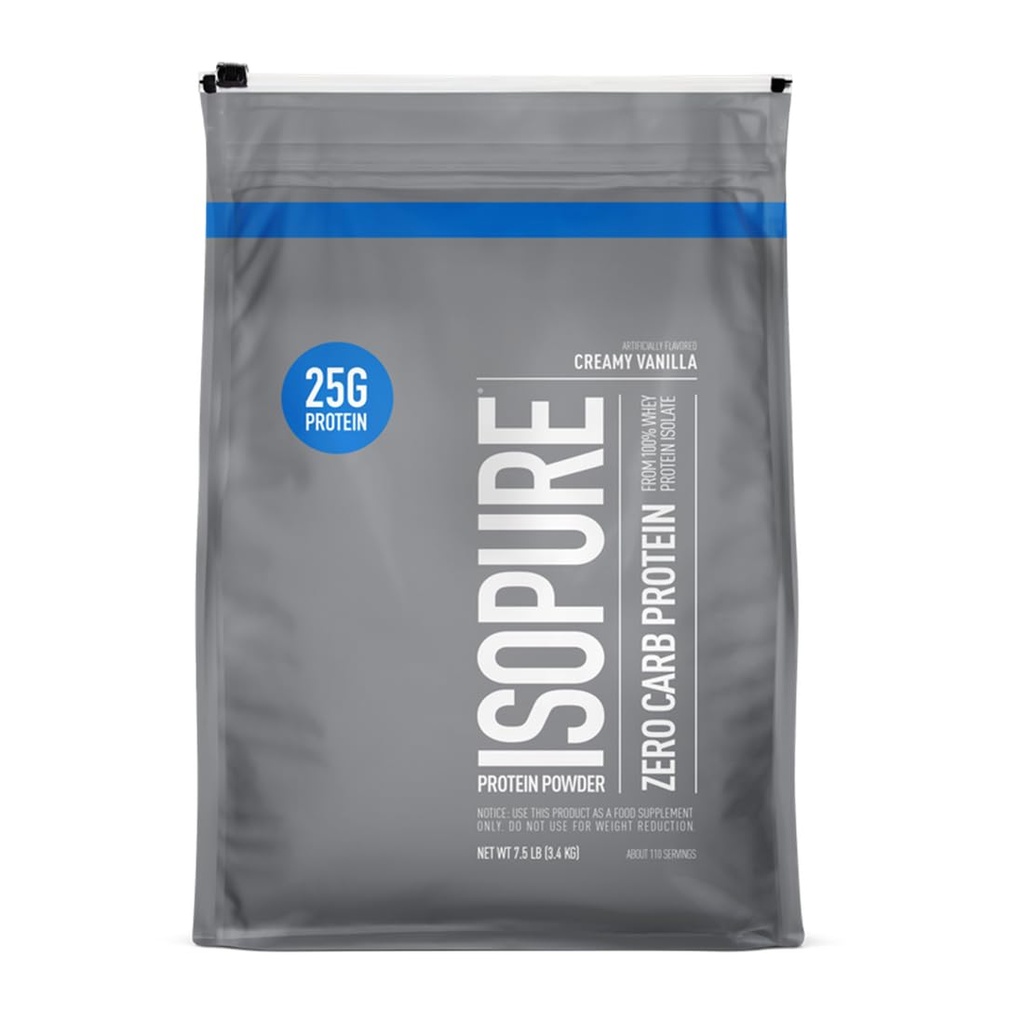 Isopure Zero Carb 100% puhas vadak Isolaatvalgu pulber, laktoosivaba, gluteenivaba, vitamiinidega, kreemjas vanill, 25 g valku serveerimise kohta, 7,5 lbs, 110 serveerimist (pakendamine võib varieeruda)