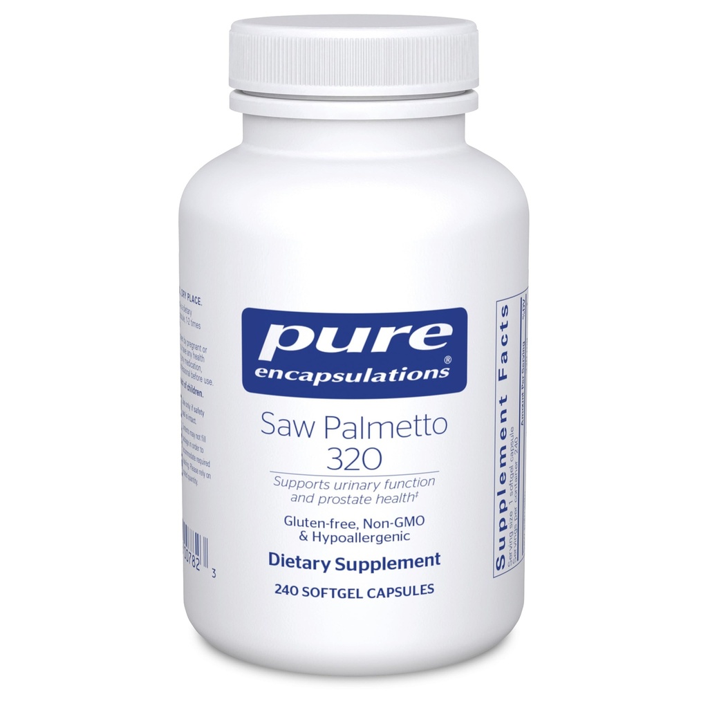 Puhas kapseldamine Saw Palmetto 320 - Rasvhapped ja muud olulised toitained ainevahetuse ja kuseteede funktsiooni toetamiseks - Saw Palmetto ekstraktiga - 240 Softgel kapslit