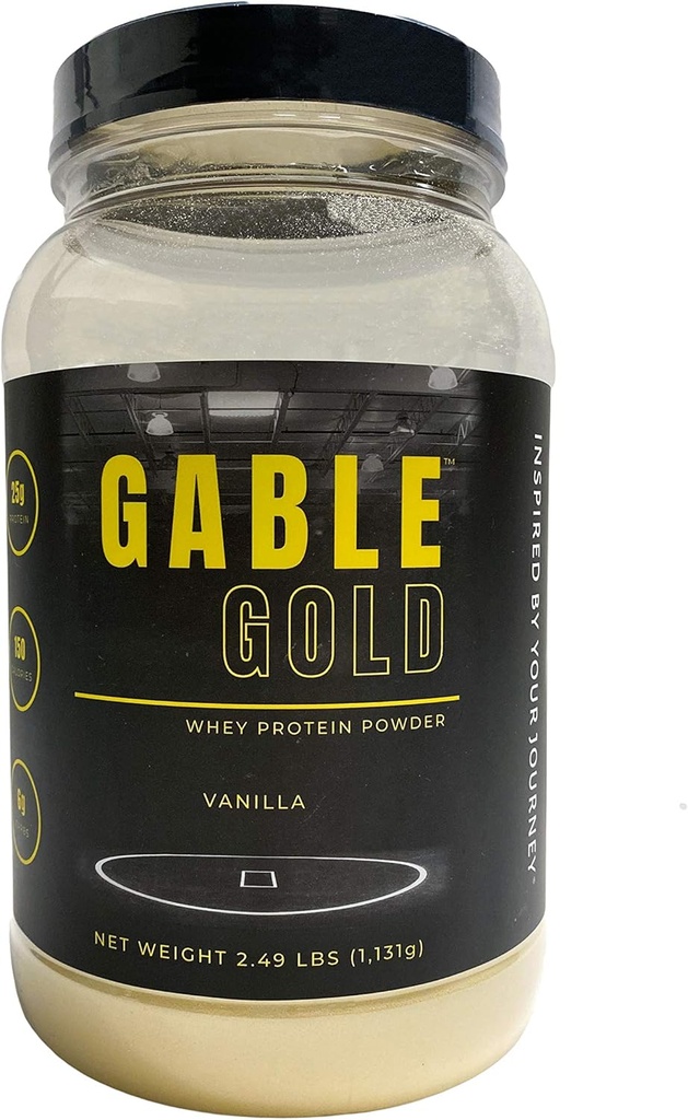 Silver Star Nutrition, Gable Gold Vanilla Whey Valgupulber + MCT Nafta ja inuliin, lisatud suhkruta, 25 g valku serveerimise kohta, 30 serveerimist, 2,49 naela