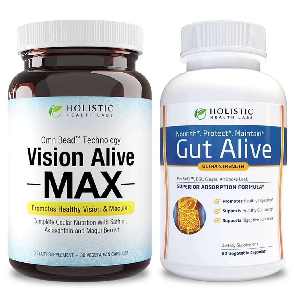 Bright Eyes and Healthy Gut Bundle | Lutemax® 2020, Bilberries, mustikad, c3g mustsõstrast, Maqui Berry, Saffron, Astaxanthin | Ingver, Artichoke Leaf, Lagrice Root & Tsink Karnosiin