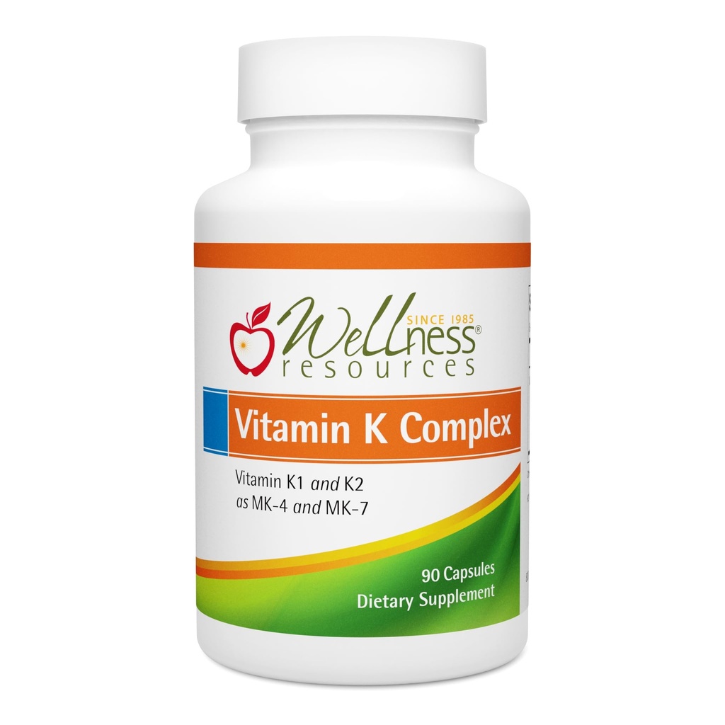 Terviseressursid K-vitamiini komplekslisa - 600 mcg K2-vitamiini (nagu MK-4 ja Trans MK-7) ja 1000 mcg K1-luu tugevus ja südame tervis - K2 vitamiinilisa - 90 kapslit Non-GMO