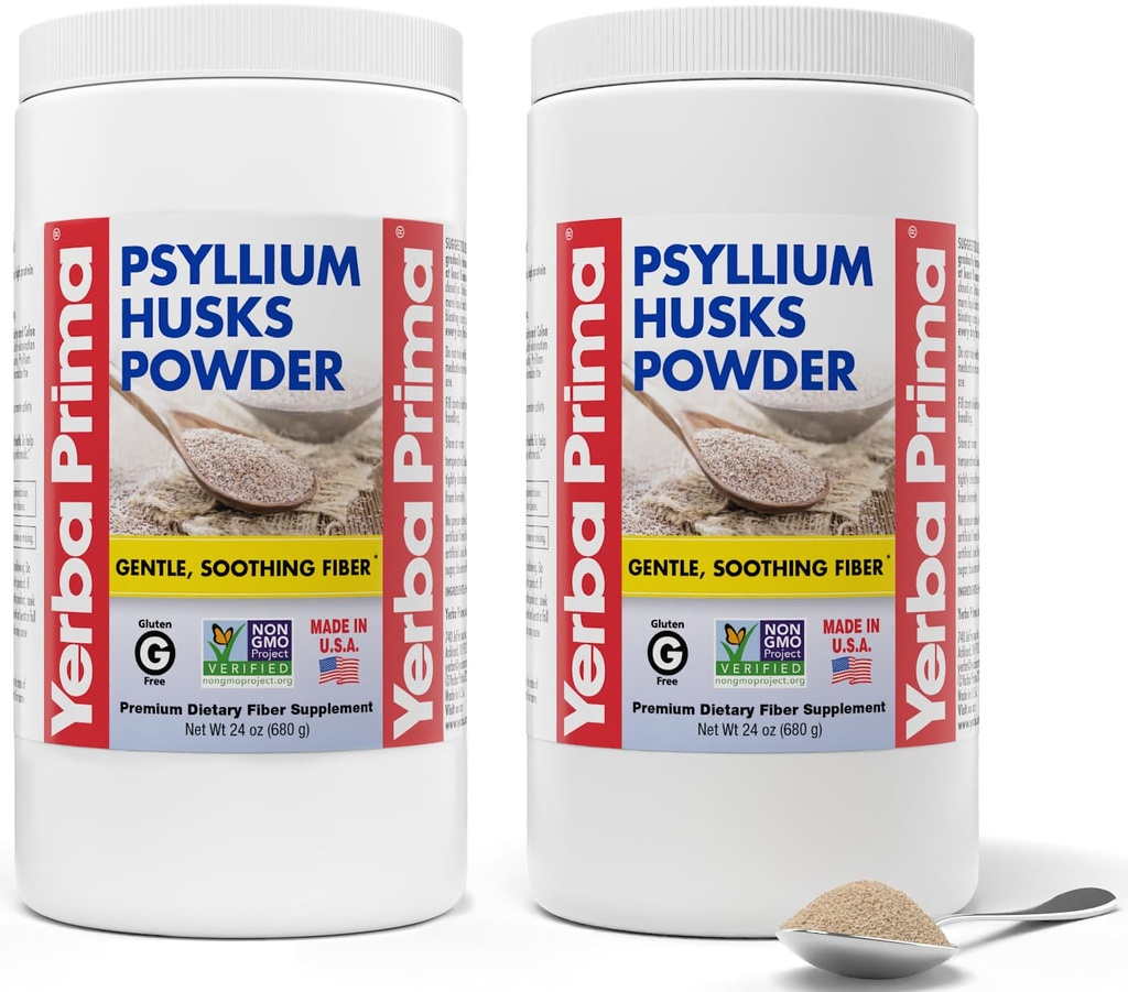Yerba Prima Psyllium Husks Pulber - 24 oz (pakk 2) - Maitsestamata - Fine Ground - Natural Fiber Supplement lahustuv ja lahustumatu kiud