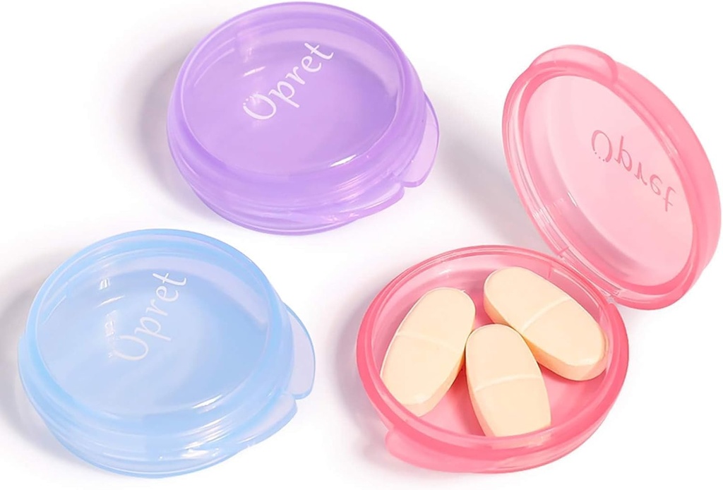 Opret Small Pill Box (3 Tcs), Cute Pill Case kaasaskantav Tasku Rahakott Briefcase Travel Pills Box Meditsiin Hoidmiskonteiner Kõrvatropi Juhtum (Rose & Blue & Purple)