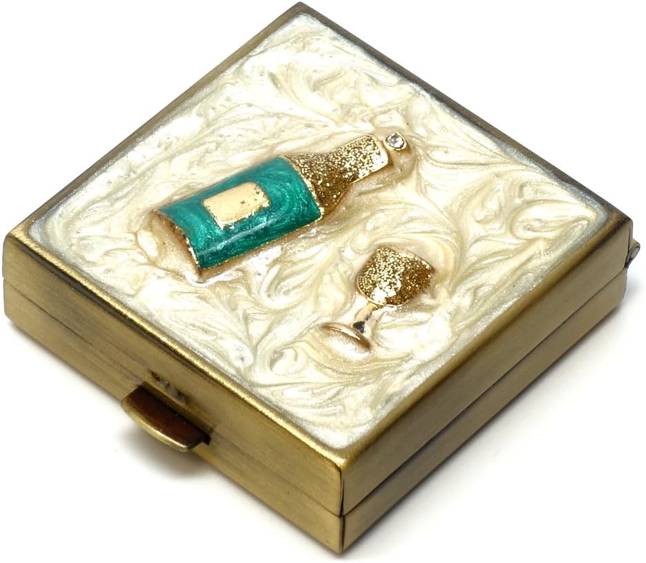 9328 Square Small Pill Box Korraldaja Kreem Valge Brass Naised Reisi Pill Case Purse Taskukonteiner Päevane kaasaskantav meditsiin Vitamiin Box Ravimid Täiendus Mini Hoidmine