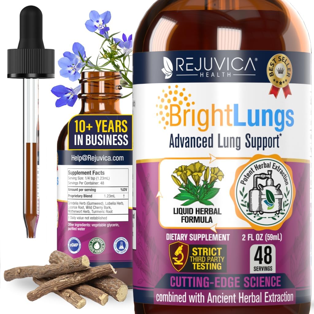 Bright Lungs - Lung Detox Support Supplement, mis aitab säilitada üldist kopsude ja hingamisteede tervist - Grindelia, Lobelia, Lagrits, Wild Cherry & More!