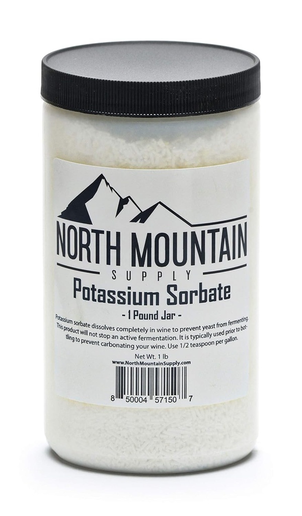 North Mountain Supply Food Grade Kaaliumsorbaadi stabilisaator veini, õlle ja toidu säilitamiseks - 1 naela purk