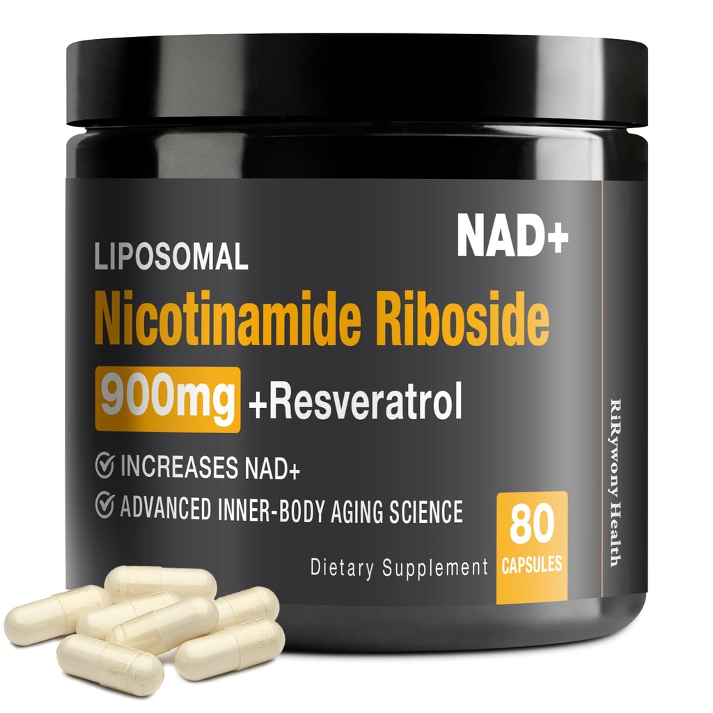NAD-i täiendus - NAD + koos nikotiinamiid-ribosiidiga (NR) ja Resveratrol Quercetin 900mg puhas orgaaniline NAD Plus raku remondiks Tervislik vananemine ajufunktsioon, 80 kapslit