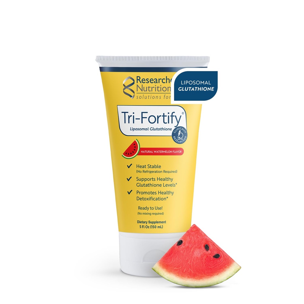 Uuritud toitained Liposomal Glutatioon (450mg) Vedel geel + C-vitamiin - Tri-Fortify - Abi loodusenergia, immuunsuse tugi & Detox - Kliiniliselt uuritud imendumiseks - Arbuus (5 Fl Oz)