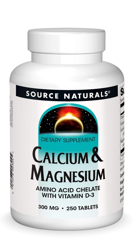 Allikas Naturals Kaltsium ja Magneesium, Aminohappe kompleks vitamiin D-3, 300 MG - 250 tabletti