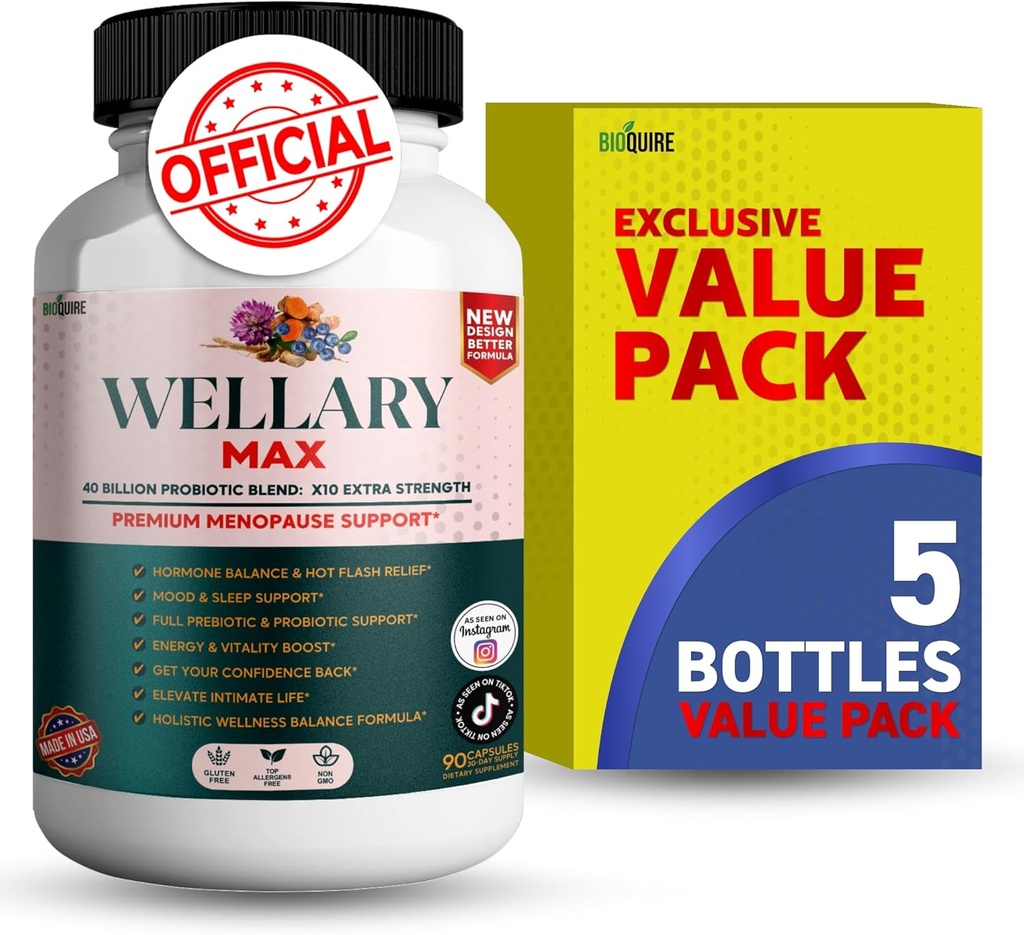 Wellary Max Menopause Support Supplement, 40 miljardit CFU probiootiline segu, 90 kapslit (5)