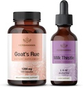 HERBAMAMA Kitse rue ja piimaohaka komplekt - 1200 mg kitse ruekapslid ja piimaohaka maks Detox tilgad 2 fl oz - Vegan, mitte-GMO, suhkur ja alkoholivaba - 2 Pack