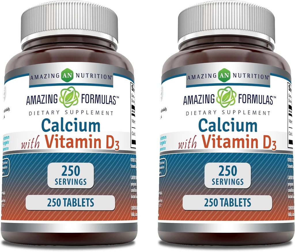 Hämmastav valem Kaltsium D3-vitamiini lisandiga | Tabletid | Mitte-GMO | Gluteenivaba | Valmistatud USAs (2 Pack, 250 Count)