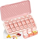 Pill Organizer 3 korda päevas, 7 päeva Pill Box - GloDeals Weekly Pill Organizer, Portable Removable Daily Medicine Container Dispenser Case for Vitamin Fish Oil Supplement, Pink