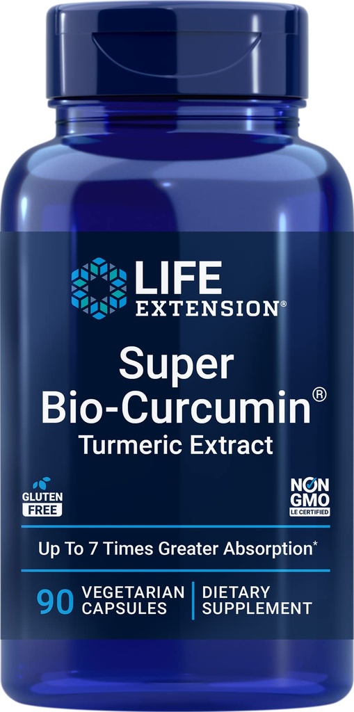 Life Extension Super Bio-Curcumin Turmeric Extract 400mg, 90 Veg Caps - Vegetarian kapslid - Mitte-GMO - väga imenduv