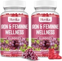 Raud naistele Gummies, 40mg Raualisandi aneemia multivitamiiniga naistele, tsink, seleen, jood - rauapuuduse jaoks - looduslik hormonaalne tugi PMS-ile, viinamarjamaitse, 2 Pack