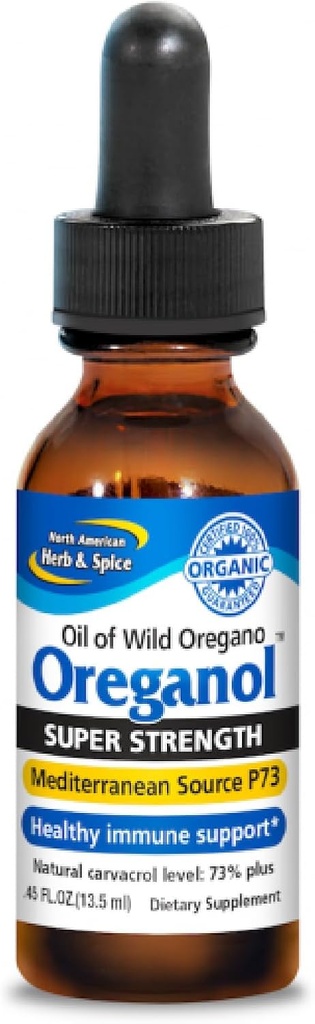 PÕHJA-AMEERIKA HERB & SPICE Super Tugevus Oreganol - 0,45 fl. oz. - Töötlemata, looduslik, orgaaniline Oreganoõli - Vahemere allikas P73 - Mitte-GMO - 194 Servings
