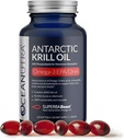 Looduslik püütud Antarktika krillõli 500mg Softgels, SuperbaBoost Omega 3 Supplement, EPA & DHA, Astaksanthin, Koliin, 56% Fosfolipiidid, Säästev, Ilma kalaõli, Vanilla Maitse (60-päevane pakkumine)