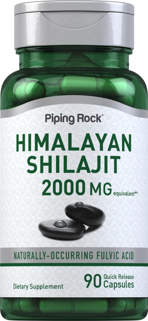 Piping Rock Shilajit kapslid | 2000mg | 90 Count | Himalayan Fulvic Acid | Non-GMO, Gluten Free Supplement