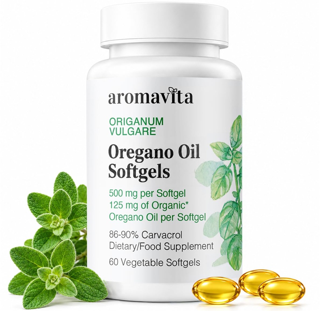 Oreganoõli kapslid – 108 mg karvakrooli Softgeli kohta – suure tugevusega immuun- ja seedetrakti tugi – Vegan, GMO-vaba, Gluteenivaba – 60 Softgels – Kreeka Orgaaniline Oregano