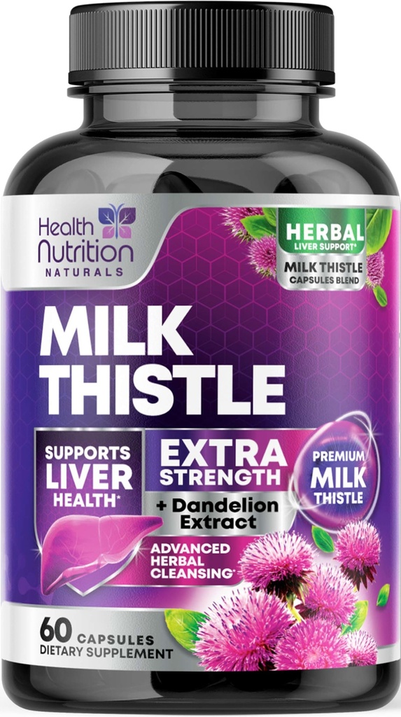 Piimaohakalisandiga Silimarin Marianum & Dandelion Juur Maksa tervisetoetus - 9: 1 Ekstrakti Maks Puhasta Detox & Remont 1000mg ekvivalent - Looduse piimaohakalisandid - 60 kapslit