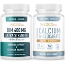 Kaltsium D-glükoraat & 400mg DIM täiendus tõhustatud östrogeenhormooni tasakaalu | Vegan Gluteenivaba CDG täiendus (90 Servings) koos ekstra tugevusega DIM (90 Servings)