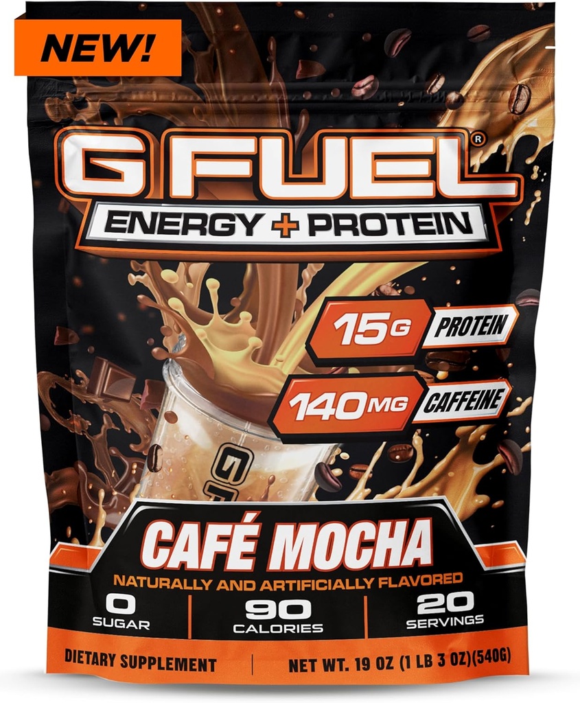 G Kütusevalk + energiajoogi pulber, Pre Treening Kofeiinisegu hasartmängudeks, Sugar Free Focus Amino, Vitamiin + Antioksüdandid, 19oz (Cafe Mocha, 20 Servings)