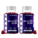 Vitamatic Melatonin 20mg Gummies täiskasvanutele, 30 Servings - 60 Count - Non-Habit Forming Supplement (Pack of 2)