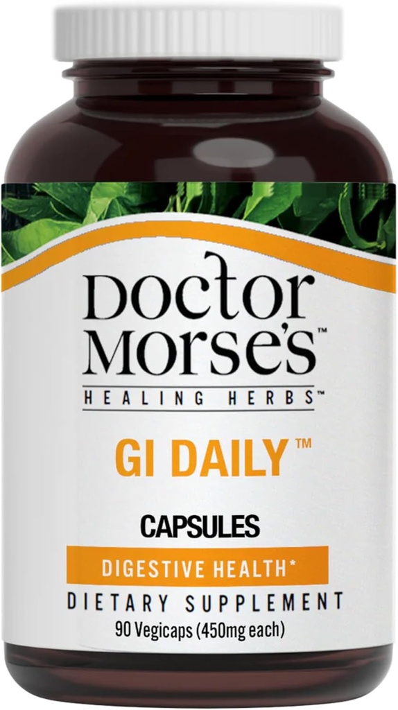 Doktor Morse's GI Daily - Soolepuhastus - Seedetrakti tugi - Soolestik, üldine soolestiku tugi - Naturopath Formulated - Vahukommi juur, libe Elmi koor, Mullein Leaf - 90 kapslit - 45 päeva pakkumine
