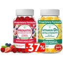 Lunakai Prenatal ja Vitamiin D3 Gummies Bundle - Rasedus Multivitamiini Kummi Raud ja foolhape - Immuunsus, Luu ja Mood Support Supplement täiskasvanutele