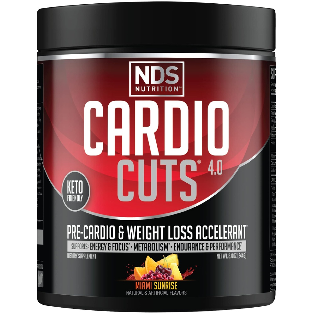 NDS Nutrition 4.0 Pre Workout Supplement - Advanced Kaalulangus ja Pre Cardio valem L-karnitiini, CLA, MCT, L-Glutamiini ja Safflower Oil - Miami Sunrise (40 Servings)