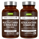 Multivitamiinid ja mineraalid meestele + Astaksantiini kompleks Vegan Bundle, Jätkusuutlik vabanemine Advanced Multivitamiin + 4 mg H. Pluvialis Natural Astaxanthin, autor Igennus
