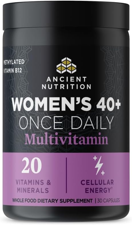 Ancient Nutrition Multivitamiin naistele, Ancient Multi Naiste 40+ Üks kord päevas vitamiinilisand, B-vitamiin, C-vitamiin ja K2-vitamiin, Folaadi- ja raualisand, toetab luude tervist, 30ct