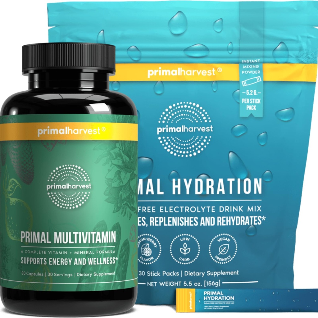 Primal Harvest Multivitamiinide Ja Hüdratsiooni Pulber Lisandid Meestele, Bundle